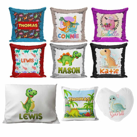 Personalised Cushion Dinosaur Sequin Cushion Pillow Printed Birthday Gift 20