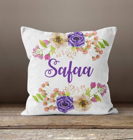 Personalised Any Name Floral Purple Cushion Pillow Custom Printed Birthday Gift1