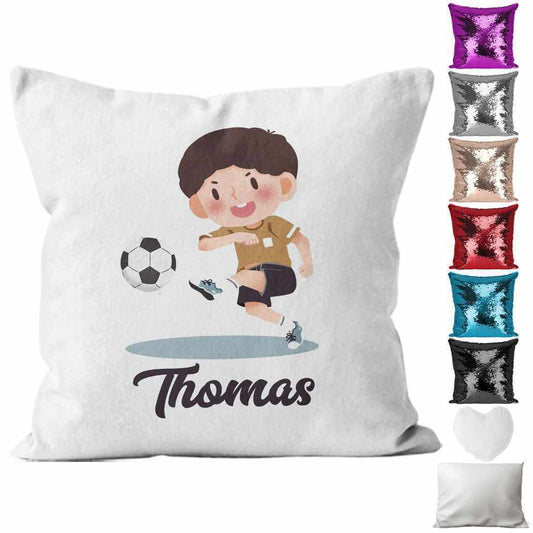 Personalised Cushion Football Sequin Cushion Pillow Printed Birthday Gift 74