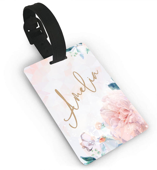 Personalised Floral Design Luggage Tag Any Name Printed Tag Kids Childrens 22