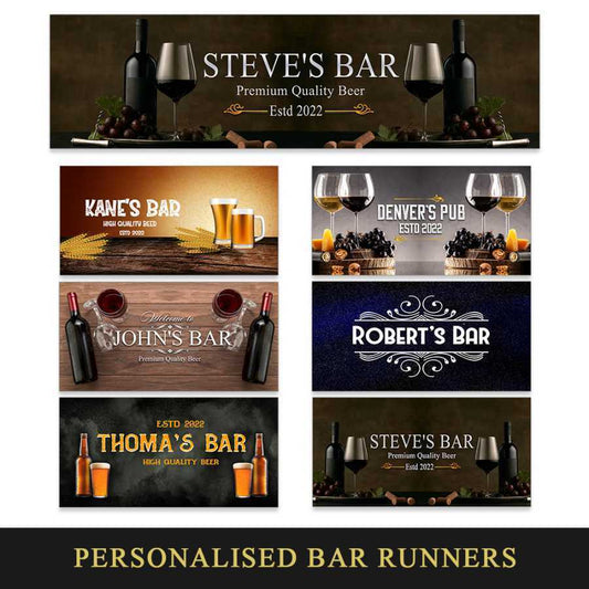 Personalised Any Text Beer Mat Label Bar Runner Ideal Home Pub Cafe Occasion 11