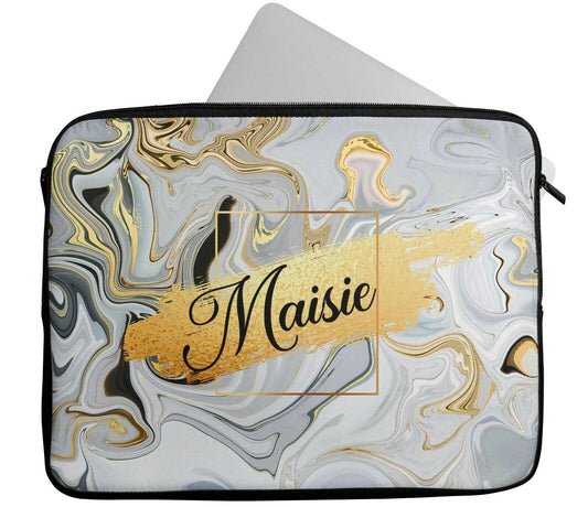 Personalised Any Name Marble Design Laptop Case Sleeve Tablet Bag 363