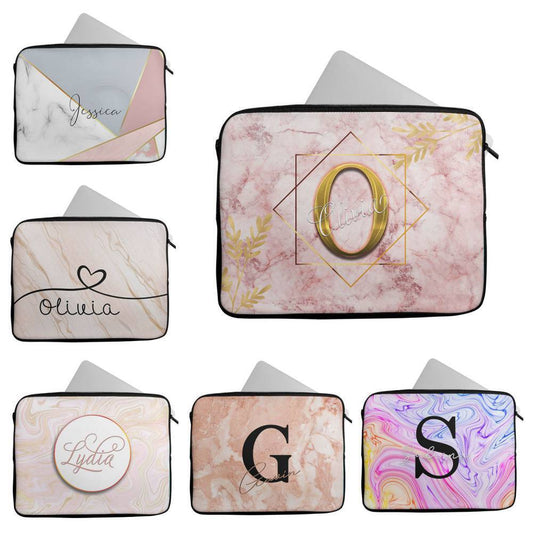 Personalised Any Name Marble Design Laptop Case Sleeve Tablet Bag 114