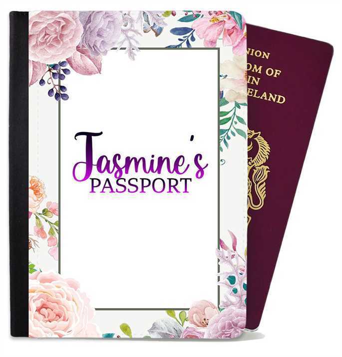 Personalised Floral Children Passport Cover Holder Any Name Holiday Accessory 28