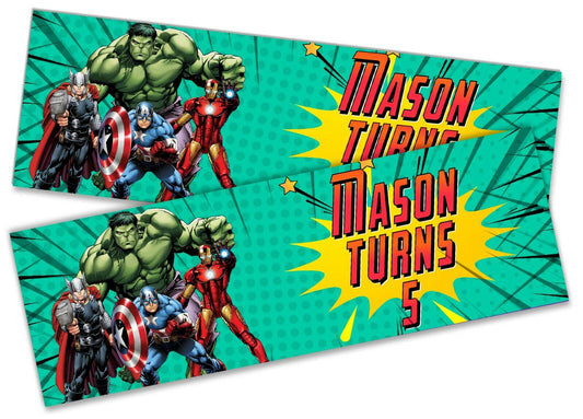 x2 Personalised Birthday Banner Avengers Design Children Kids Party Decoration 3