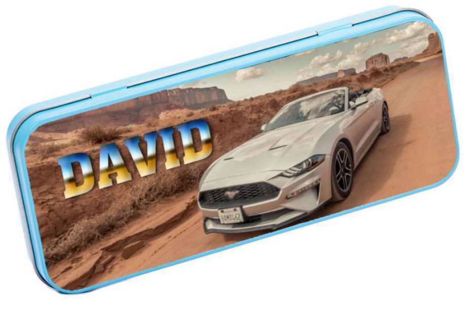 Personalised Any Name Car Pencil Case Tin Children School Kids Stationary 3