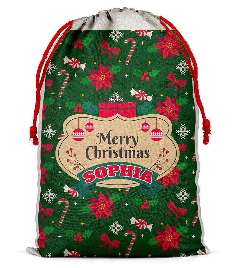 Personalised Christmas Sack Santa Bag Xmas Boy Girl Gift Stocking Bag 10