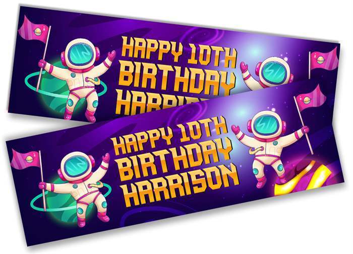 Personalised Birthday Banners Space Design Children Kids Party Decoration 2