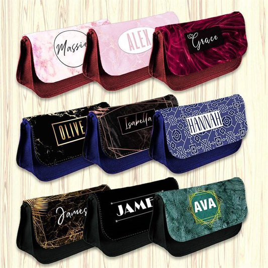 Personalised Pencil Case Marble Girls Boys Stationary Kids School Bag 50