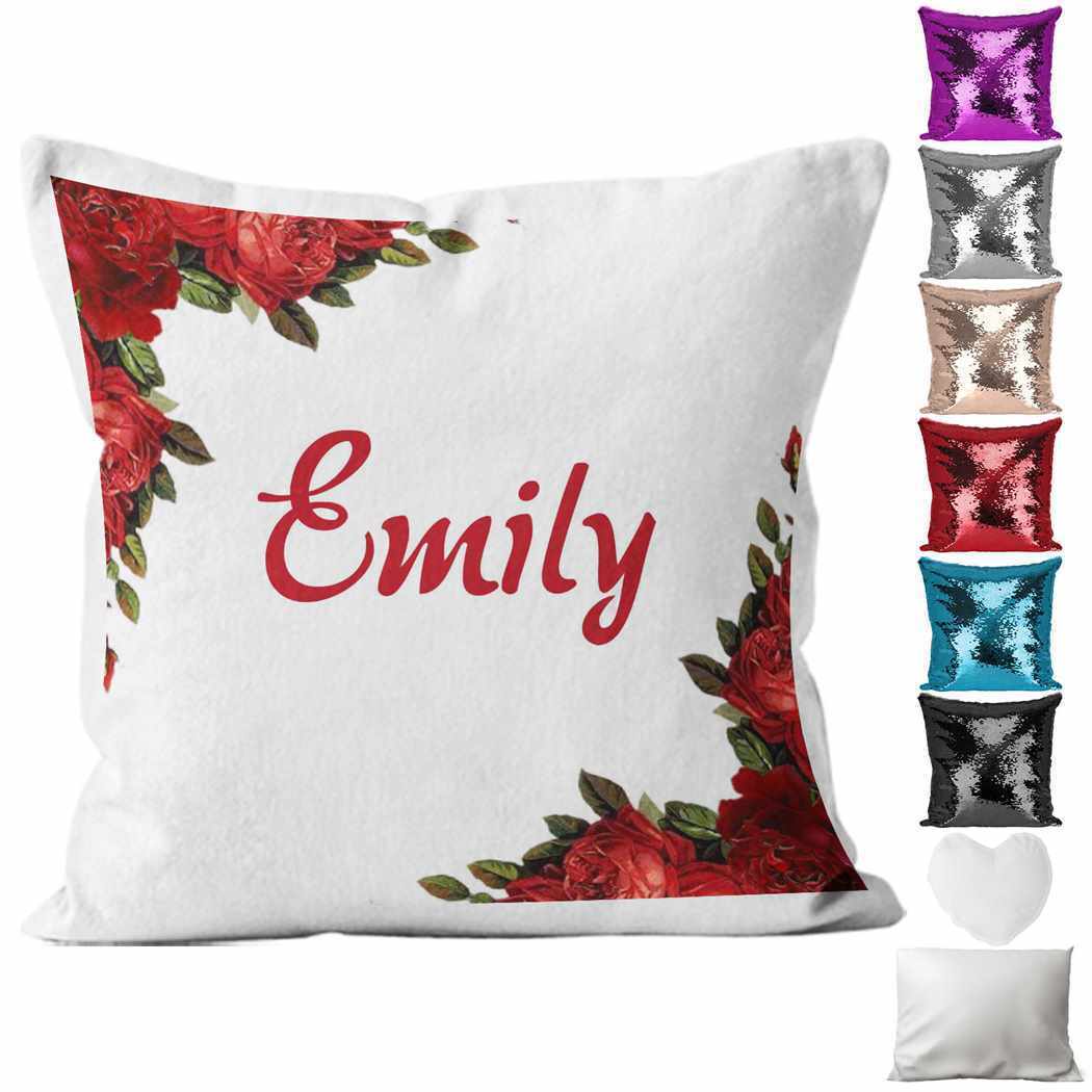 Personalised Cushion Floral Sequin Cushion Pillow Printed Birthday Gift 103