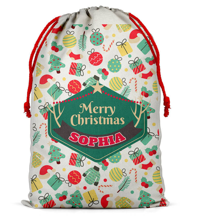 Personalised Christmas Sack Santa Bag Xmas Boy Girl Gift Stocking Bag 10