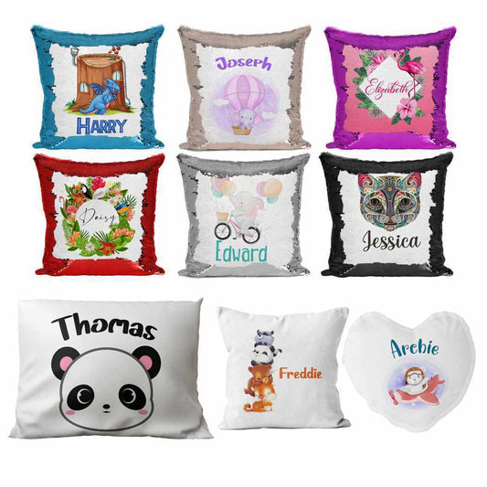 Personalised Cushion Animal Sequin Cushion Pillow Printed Birthday Gift 62