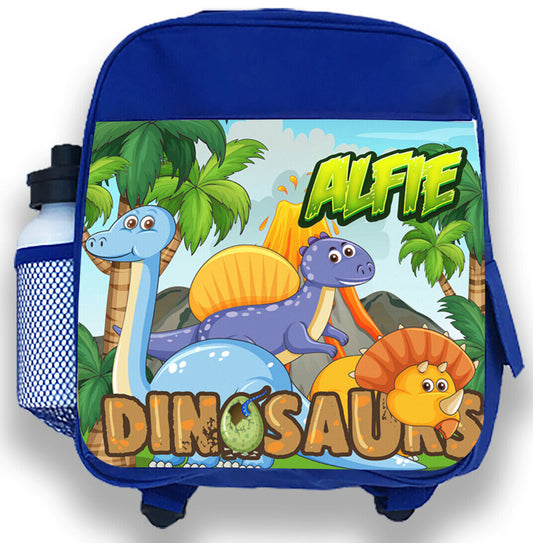 Personalised Kids Backpack Any Name Dinosaur Boys Childrens School Bag 12