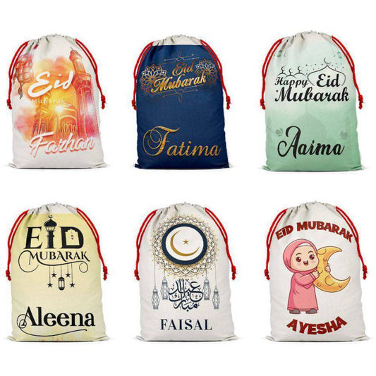 Personalised Eid Sack Bag Boy Girl eid Gift idea Stocking Bag 7