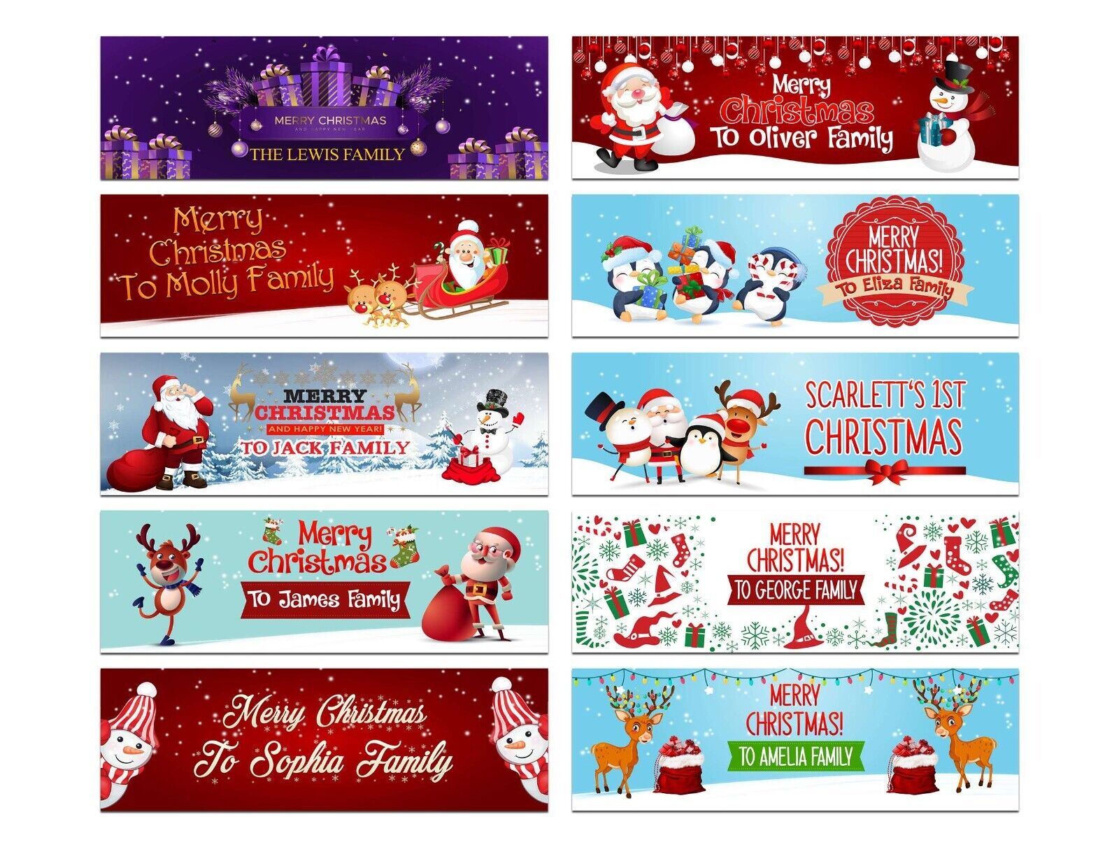 Personalised Banner Christmas Design Party Decoration 11