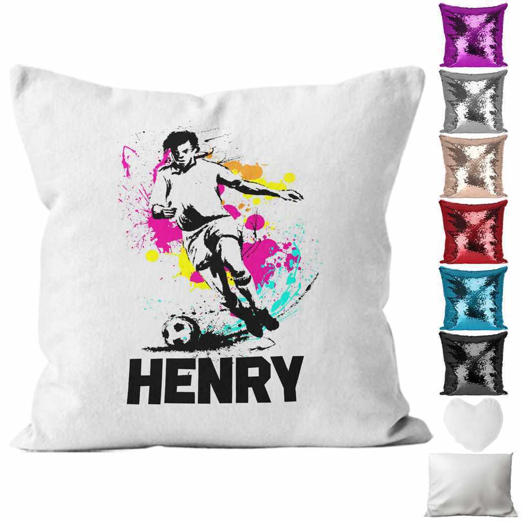 Personalised Cushion Football Sequin Cushion Pillow Printed Birthday Gift 74