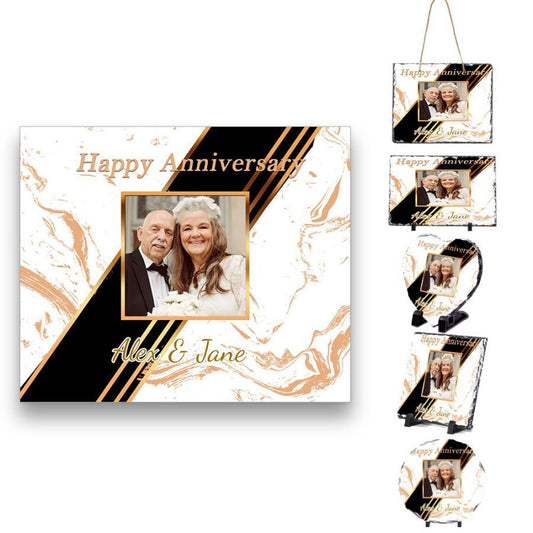 Personalised Anniversary Design Rock Slate  Any Name Image Wedding Gift 6