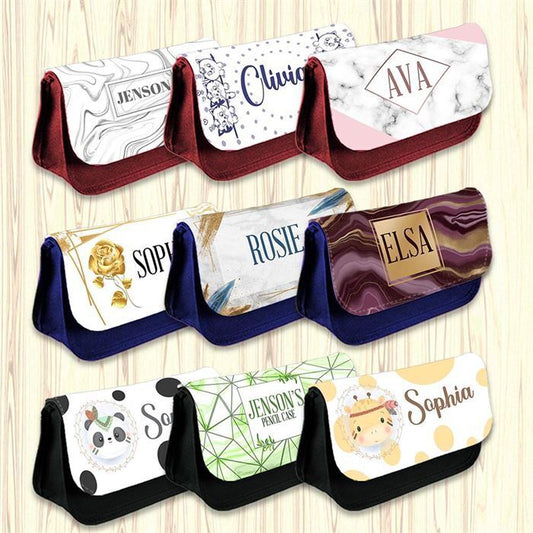 Personalised Pencil Case Floral Girls Boys Stationary Kids School Bag 51
