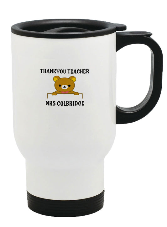 Personalised Any Name Thank you Teacher Mug Thermal Travel Mug Flask Coffee Tea 21