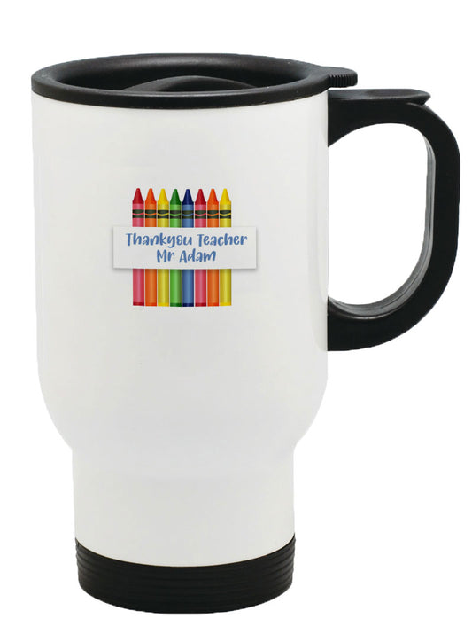 Personalised Any Name Thank you Teacher Mug Thermal Travel Mug Flask Coffee Tea 32