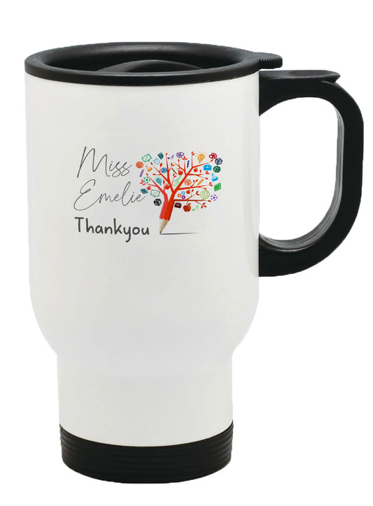 Personalised Any Name Thank you Teacher Mug Thermal Travel Mug Flask Coffee Tea 46