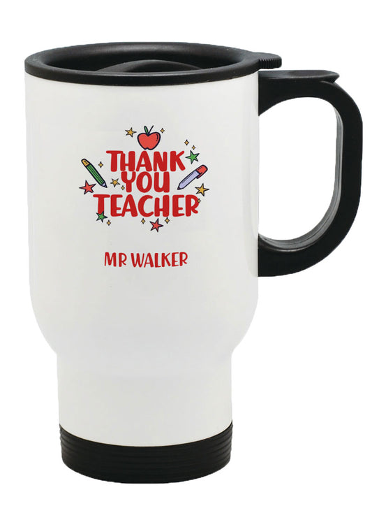 Personalised Any Name Thank you Teacher Mug Thermal Travel Mug Flask Coffee Tea 16