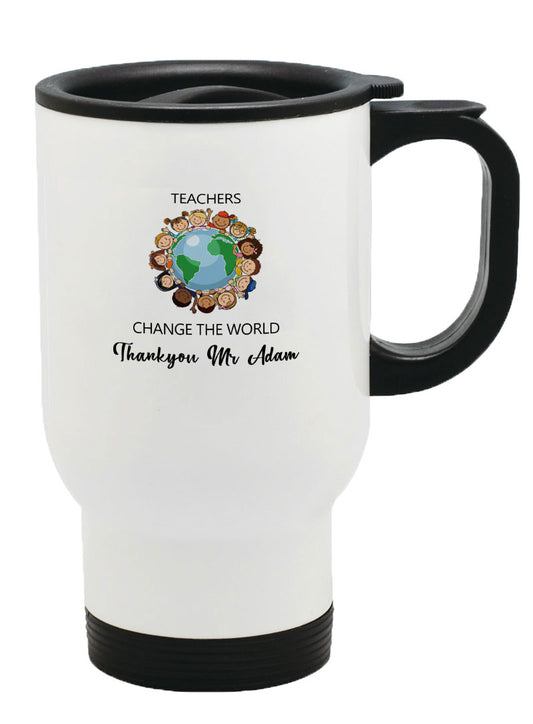 Personalised Any Name Thank you Teacher Mug Thermal Travel Mug Flask Coffee Tea 57