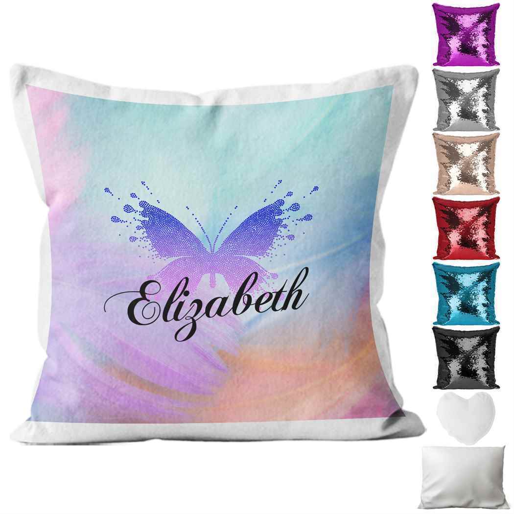 Personalised Cushion Buttterfly Sequin Cushion Pillow Printed Birthday Gift 11