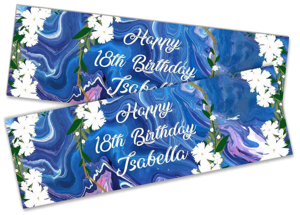 Personalised Birthday Banners Floral Design Kids adult Party Decoration 86