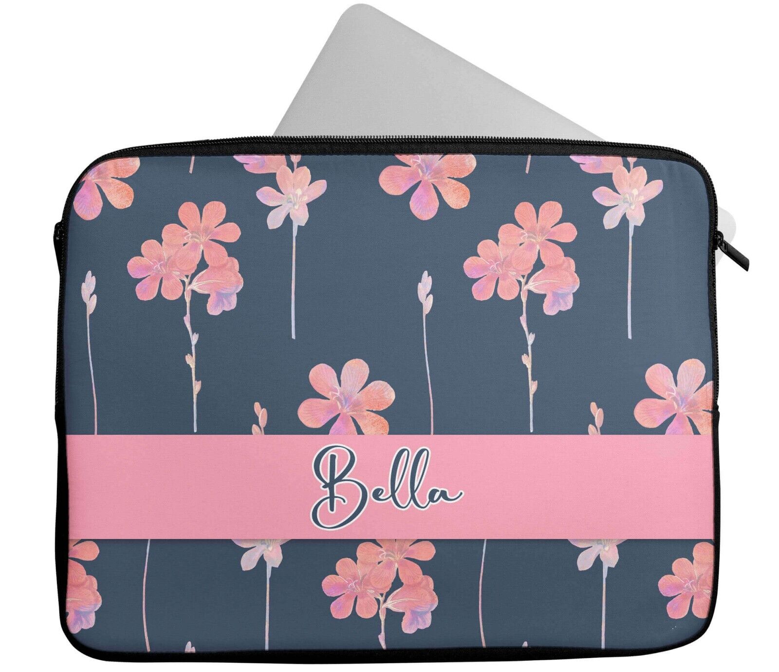 Personalised Any Name Floral Glitter Design Laptop Case Sleeve Tablet Bag 11