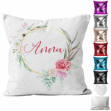 Personalised Cushion Floral Sequin Cushion Pillow Printed Birthday Gift 89