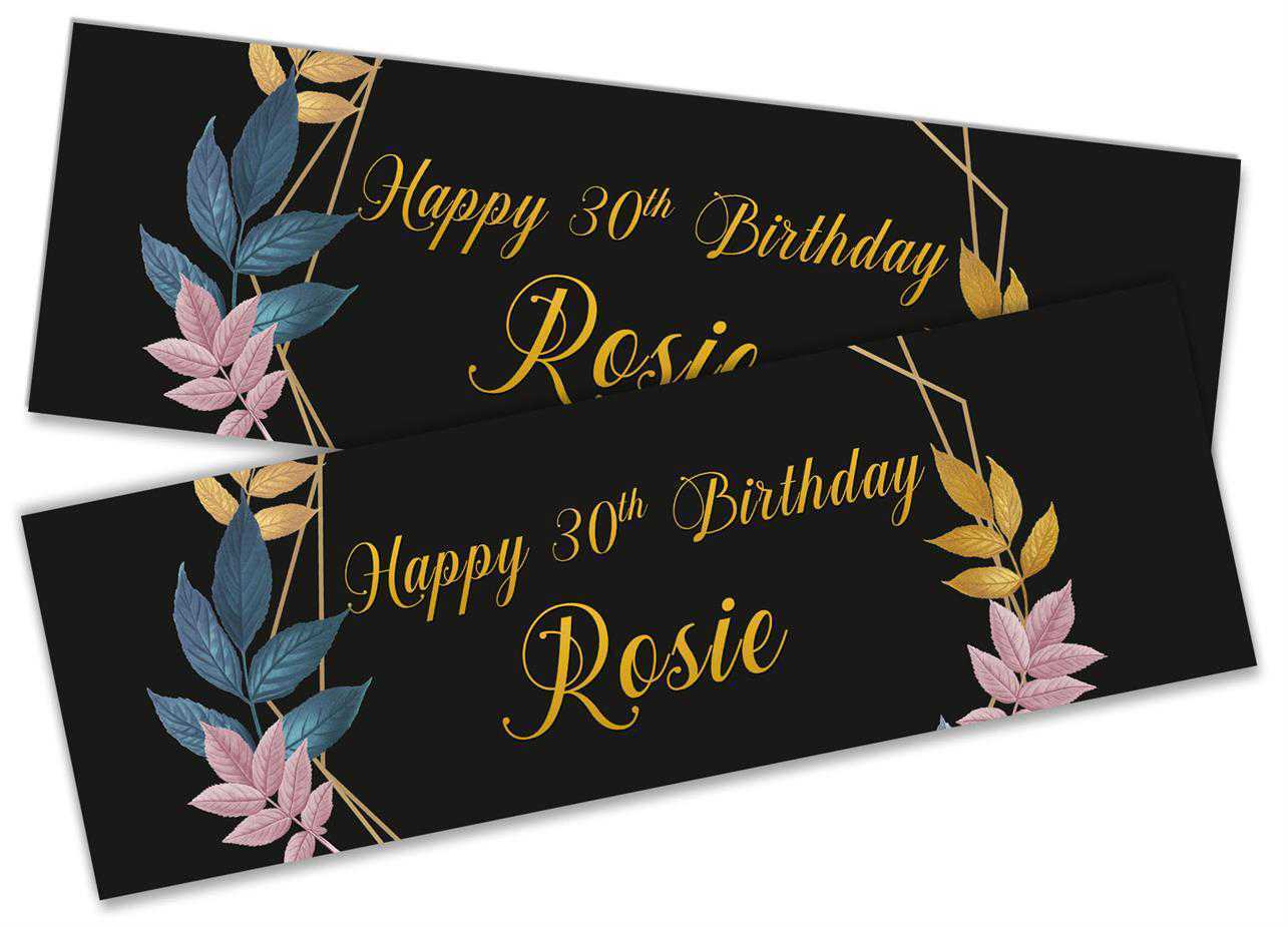 Personalised Birthday Banners Floral Design Kids adult Party Decoration 103