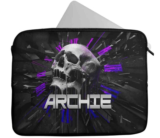 Personalised Any Name Skull Design Laptop Case Sleeve Tablet Bag 58