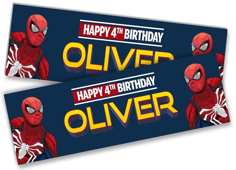 Personalised Birthday Banners Super Hero Design Children Kid Party Decoration 66