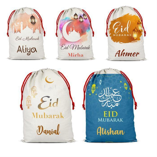 Personalised Eid Sack Bag Boy Girl eid Gift idea Stocking Bag 1