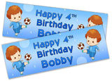 Personalised Birthday Banners Football Design Children Kids Party Decoration 123