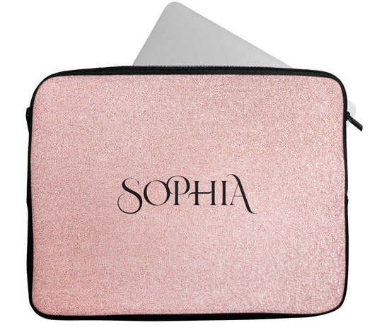 Personalised Any Name Floral Glitter Design Laptop Case Sleeve Tablet Bag 13