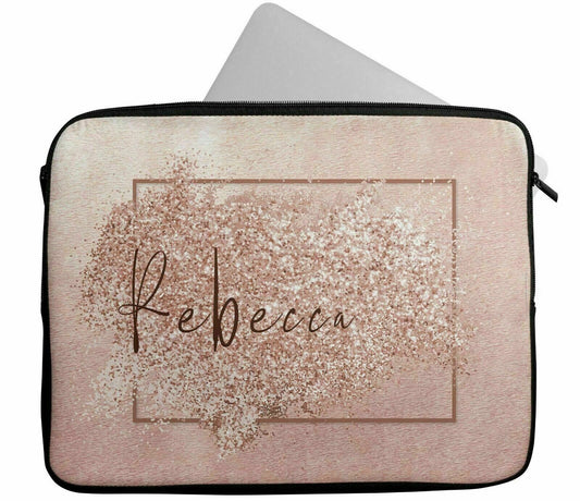Personalised Any Name Glitter Design Laptop Case Sleeve Tablet Bag Chromebook