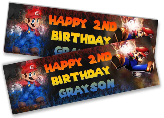 Personalised Birthday Banners Mario Design Children Kids Party Decoration 64