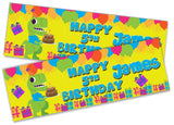 x2 Personalised Birthday Banner Dinosaur kid Adult Party Decoration Poster 166