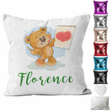 Personalised Cushion Teddy Bear Sequin Cushion Pillow Printed Birthday Gift 56