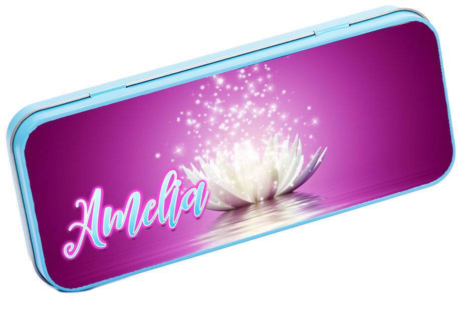 Personalised Any Name Floral Pencil Case Tin Children School Kids Stationary 33