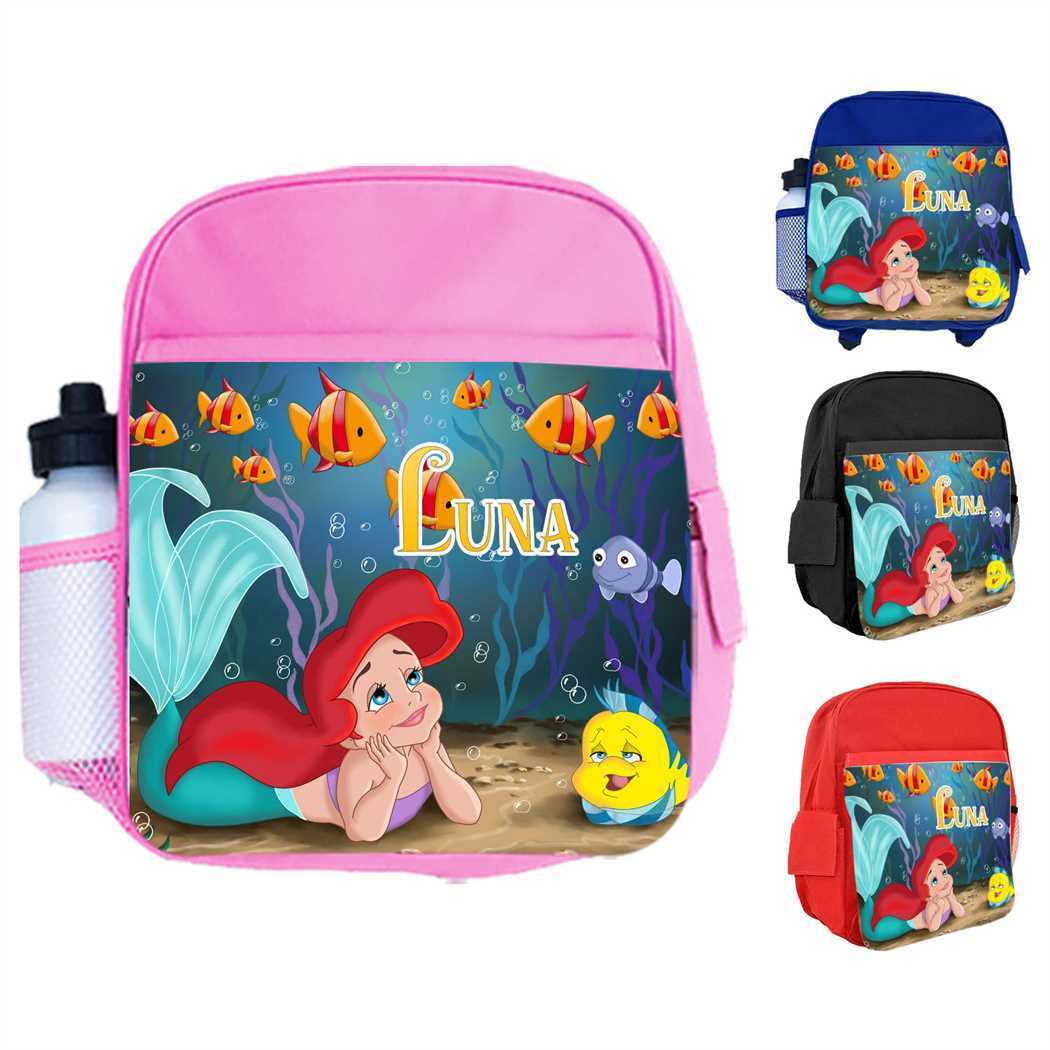 Personalised Kids Backpack Any Name Mermaid Design Boys Girls kid School Bag 25