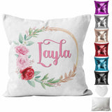 Personalised Cushion Floral Sequin Cushion Pillow Printed Birthday Gift 67