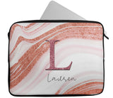 Personalised Any Name Marble Glitter Design Laptop Case Sleeve Tablet Bag 91