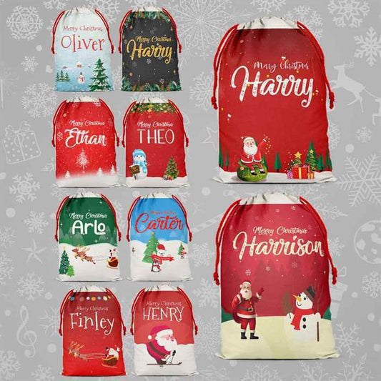 Personalised Christmas Sack Santa Bag Xmas Boy Girl Gift Stocking Bag 5