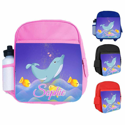 Personalised Kids Backpack Any Name Fish Design Boys Girls Children School Bag 1