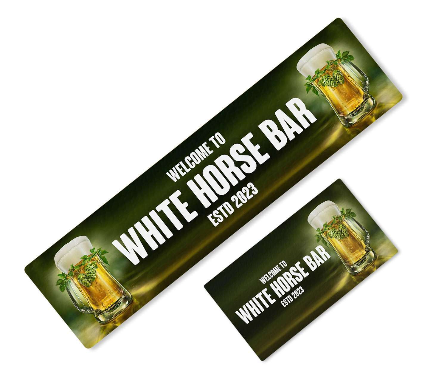 Personalised Any Text Beer Mat Label Bar Runner Ideal Home Pub Cafe Occasion 9
