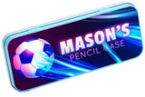 Personalised Any Name Football Pencil Case Tin Children School Kids Stationary 2