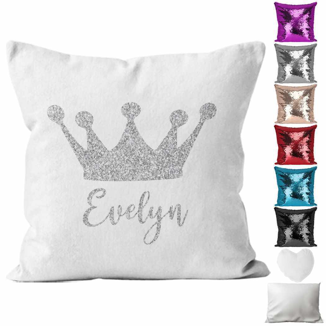 Personalised Cushion Heart Sequin Cushion Pillow Printed Birthday Gift 54